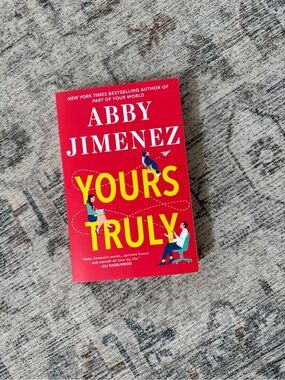 Abby Jimenez "Yours Truly" Paperback - Red & Yellow Cover